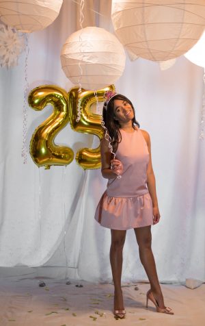 Birthday Girl in Pink Dress Here's to 25