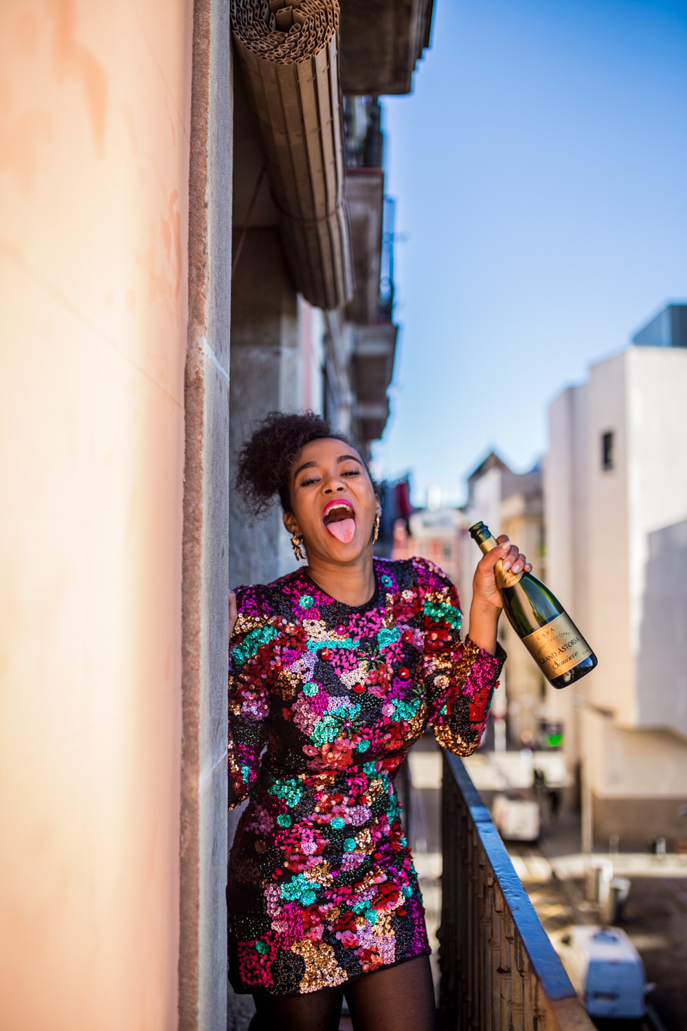 colourful sequin dress Zara Barcelona Fashion Blogger New Years' Eve Outfit