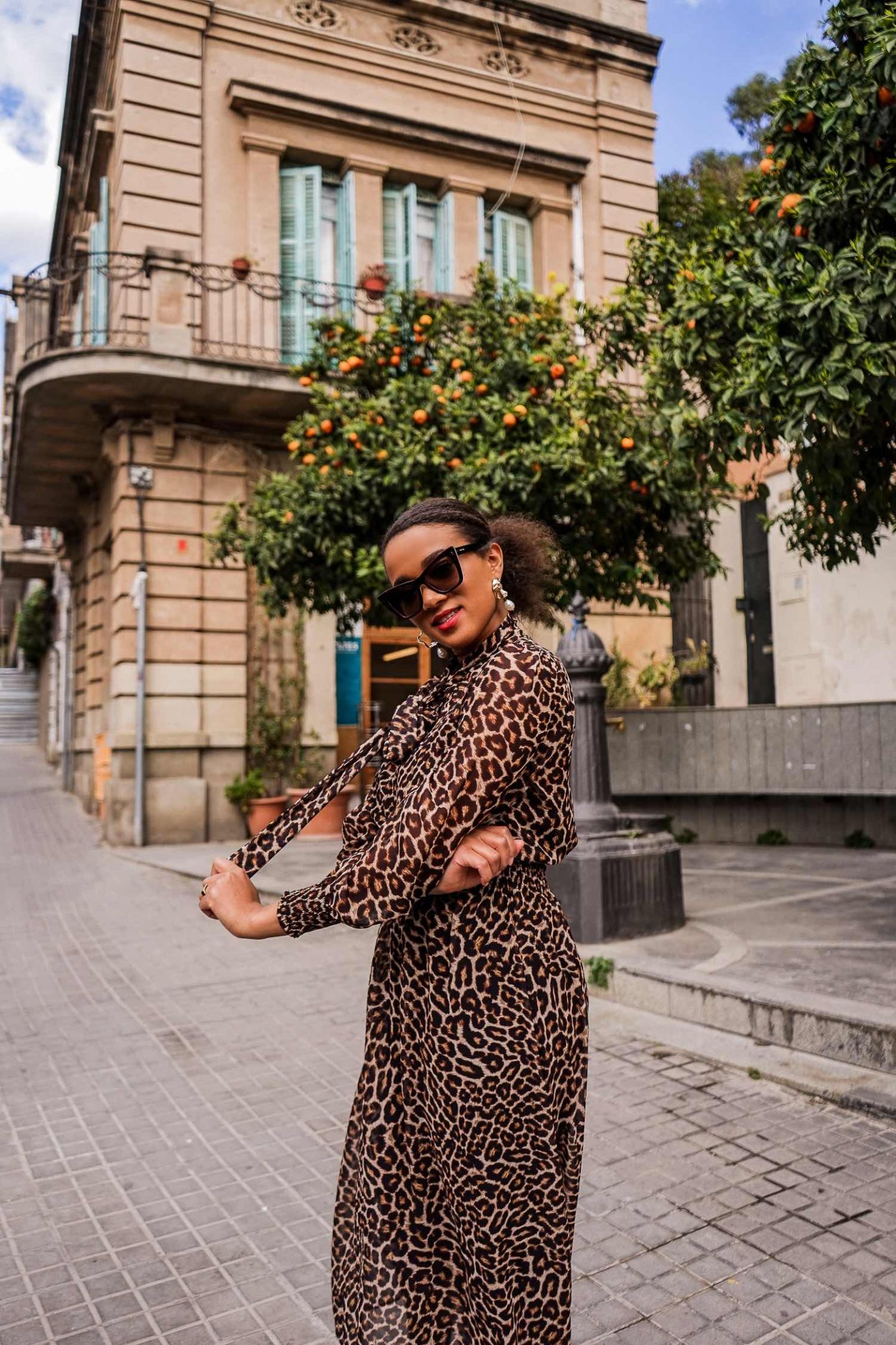 Leopard print dress for Fall Barcelona Fashion Blogger 