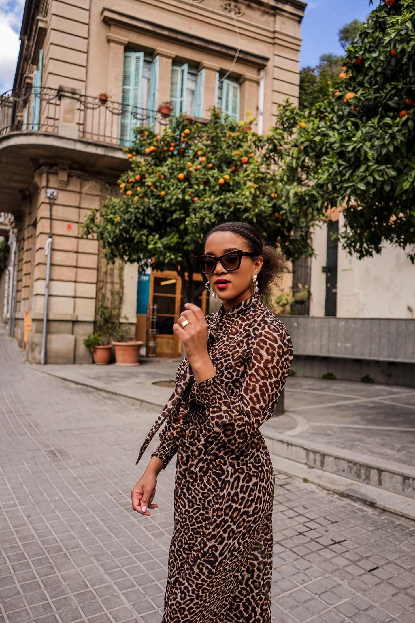 Leopard print dress for Fall Barcelona Fashion Blogger 