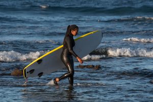 Surfer Girl Teneriffe Surfing in Canary Islands
