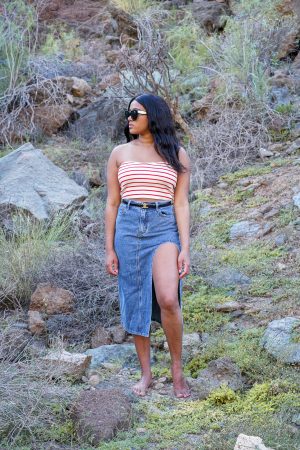 Jeans skirts trend in 2023. German Fashion Blogger Swiss Blogger summer outfit
