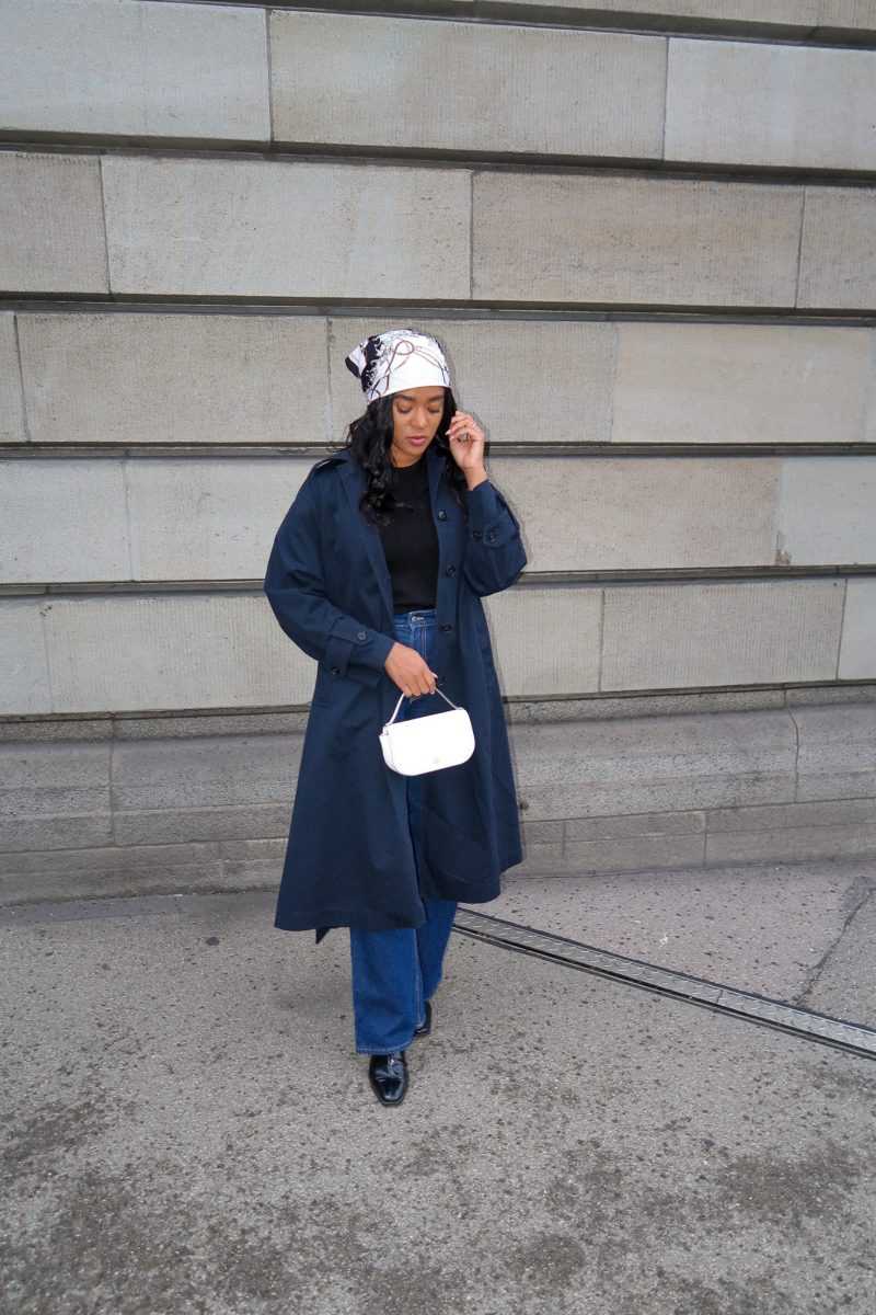 Maxi Trench Coat in Blue