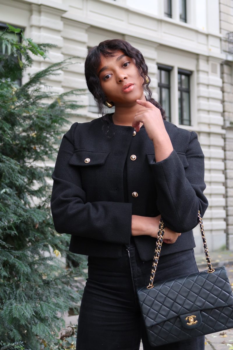 Black Fringed Boucle Jacket main image 0