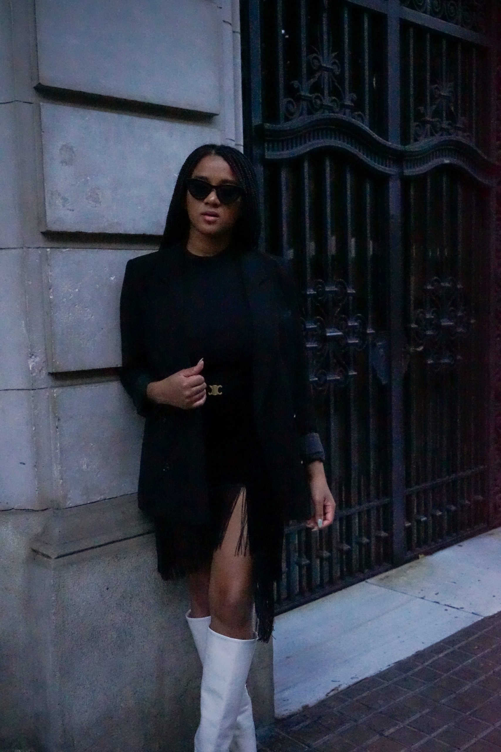Influencer with braids, Celine belt